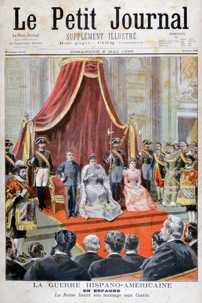 Den spanske dronning holder en tale, Spansk-amerikansk krig, 1898 af Fortuné Méaulle