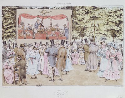 Musikalsk underholdning i det nye Tivoli, Paris, indgraveret af C. Motte, 1827 af Fortune Delarue