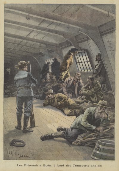 Boer krigsfanger om bord på et britisk skib af Fortune Louis Meaulle