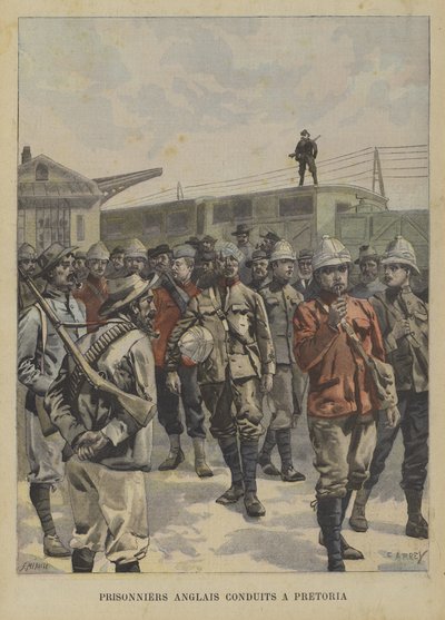 Britiske fanger fanget af boerne bliver transporteret til Pretoria af Fortune Louis Meaulle