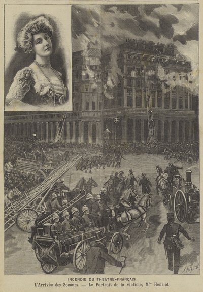 Brand ved Theatre-Francais, Paris af Fortune Louis Meaulle
