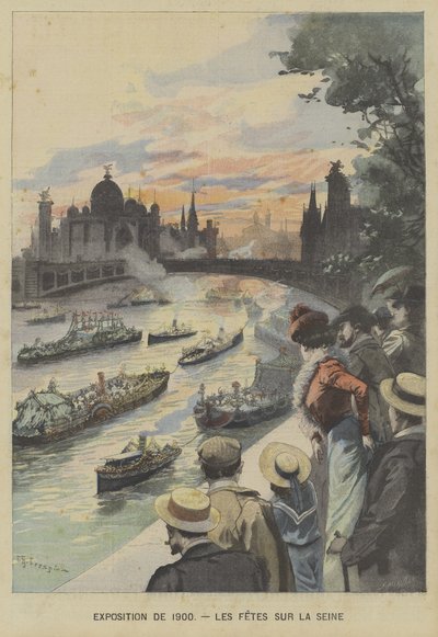 Flydende karneval på Seinen under Exposition Universelle i 1900 i Paris af Fortune Louis Meaulle