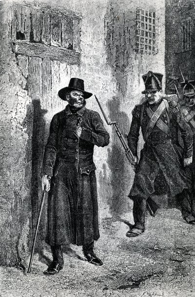 Javert jagter Valjean, illustration fra 