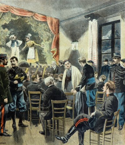 Le theatre aux armeses, forestilling af alpine jægere af Fortune Louis Meaulle