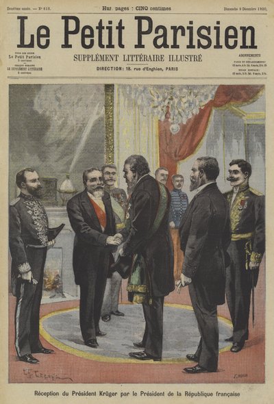 Præsident Emile Loubet fra Frankrig modtager Paul Kruger, tidligere præsident for Transvaal af Fortune Louis Meaulle