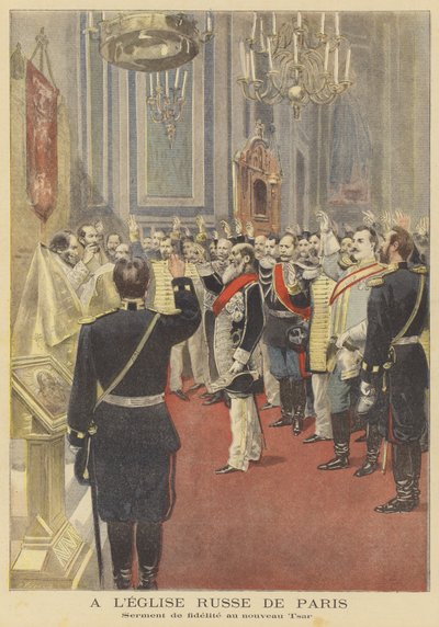 sværger loyalitetsed til den nye zar i den russiske kirke i Paris af Fortune Louis Meaulle