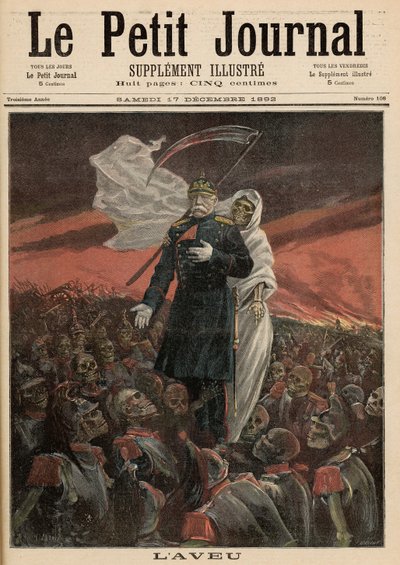 Bekendelsen: Otto Von Bismarck (1815-98) med døden, fra "Le Petit Journal", 17. december 1892 af Fortune Louis Meaulle and Henri Meyer