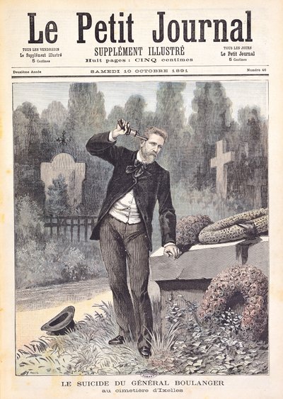 General Georges Ernest Boulangers (1837-91) selvmord på kirkegården i Ixelles, fra 