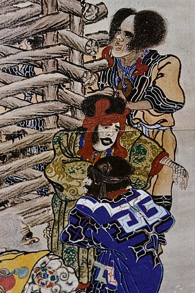 De store ledere i det attende århundredes Ainu: Itokoi og Shinichi fra Akkeshi, Chosama fra Uraashibetsu og Shonko fra Noshappu, i særdeleshed, illustration af Fosco Maraini