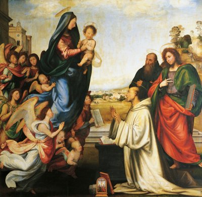 Jomfruens tilsynekomst for Sankt Bernhard af Fra (1472-1517) Bartolomeo