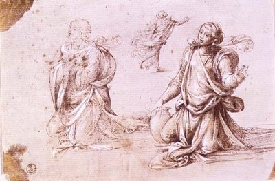 Tre undersøgelser af en kvindeskikkelse for Samarias kvinde (pen og blæk på papir) af Fra Bartolomeo