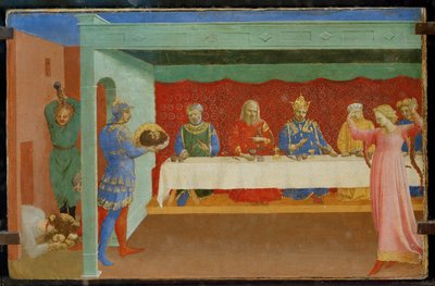 Predella af en altertavle: Johannes Døberens halshugning og herodesfesten med Salome, der danser ... af Fra (c.1387 1455) Angelico