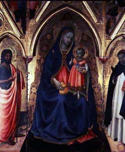 Jomfruen og barnet med Johannes Døberen og Sankt Dominikus af Fra (c.1387 1455) Angelico