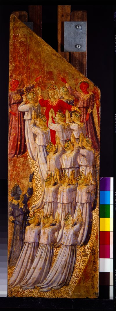To paneler fra den sidste dom, der viser opstigningen til himlen og nedstigningen til helvede (panel) af Fra (c.1387 1455) Angelico