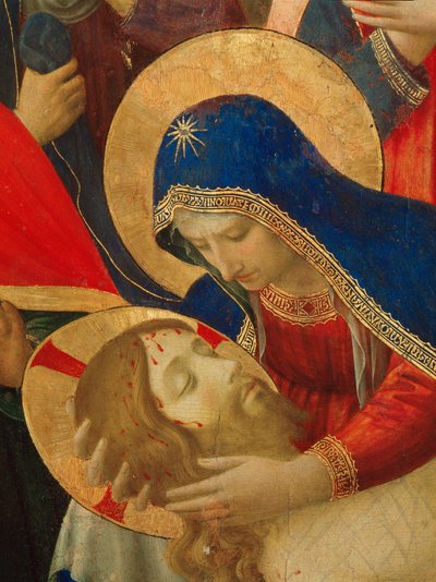 Klagesang over Kristi død, detalje af Jomfru Maria (Maleri på træ af Fra  Angelico