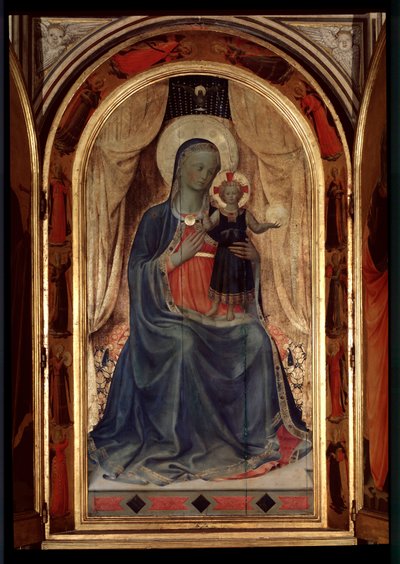 Tabernakel af Linaioli: Jomfru med barn (Træmaleri af Fra  Angelico