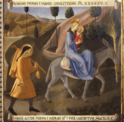 Flugten til Egypten, Kristi liv, Armadio degli Argenti. (Tempera på træ af Fra  Angelico
