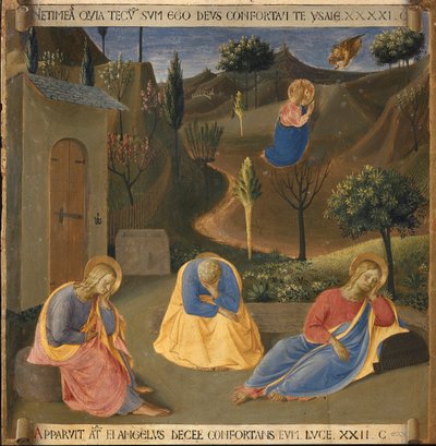 Kvalen i Getsemane have. Kristi liv, Armadio degli Argenti. (Tempera på træ af Fra  Angelico