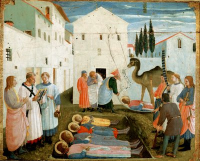 Begravelsen af de hellige Cosmas og Damian (maleri på træ af Fra  Angelico