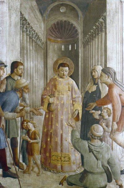 St Lawrence giver almisse (fresco) af Fra (c.1400 55) Angelico