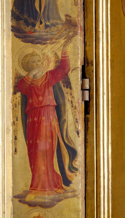 Angel Playing a Trumpet, detalje fra Linaiuoli Triptykon, 1433 (tempera på panel) af Fra Angelico
