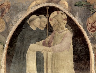 Christ Welcomes Two Dominican Friars, freskodetalje af 78936 af Fra Angelico