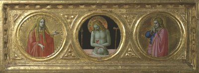 Kristus som sorgens mand flankeret af den hellige Maria Magdalene og den hellige Johannes evangelisten af Fra Angelico