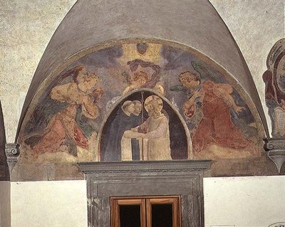 Kristus hilser to dominikanermestre velkommen, lunette af Fra Angelico