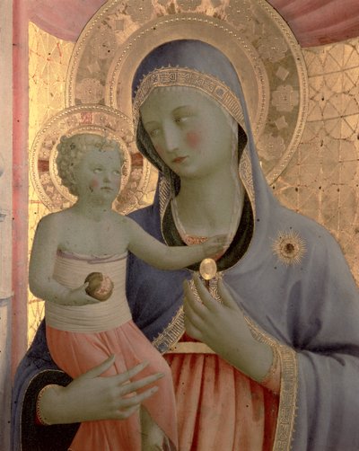 Detalje af Jomfruen og Barnet fra Annalena-altertavlen, efter 1434 tempera på panel af Fra Angelico
