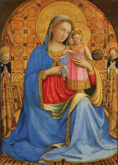 Tysk: Maria mit dem Kind und Heiligen Madonna und Kind af Fra Angelico