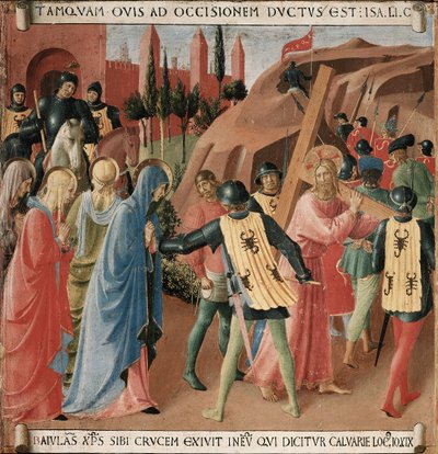 Historien om Kristi liv: opstigningen til Golgata, bærelsen af korset af Fra Angelico