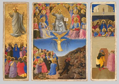 Italiensk: Trittico (Ascensione, Giudizio Universale, Pentecoste) Triptykon af den sidste dom, himmelfarten og pinsen af Fra Angelico