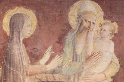 Præsentationen i templet, detaljer af Fra Angelico