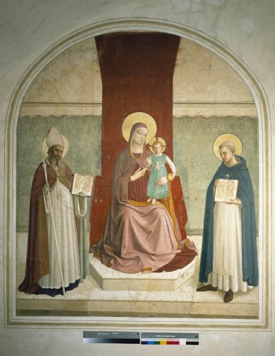 Madonna og barn med den hellige Frans og den hellige Zenobia Fresco af Guido di Pietro af Fra Angelico