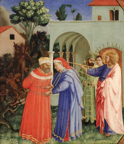 Apostlen Sankt Jakob den Store befrier magikeren Hermogenes af Fra Angelico
