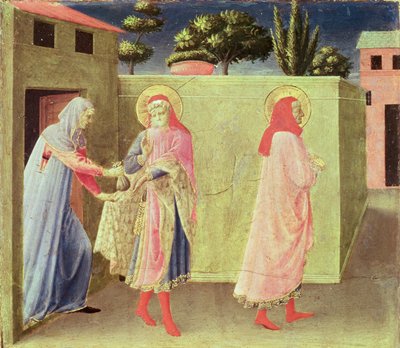 The Healing of Palladia af SS. Cosmas og Damian, predella fra Annalena-altertavlen, 1434 (tempera på panel) af Fra Angelico
