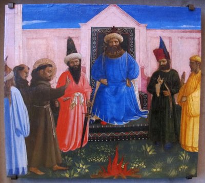 Francis tilbyder at gå gennem ild for at omvende sultanen af Egypten (Legenda maior, IX, 8). af Fra Angelico