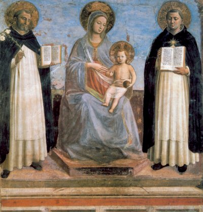 Jomfru og barn med Sankt Antonius af Padua og Sankt Thomas af Aquinas, tidligt i det 15. århundrede af Fra Angelico