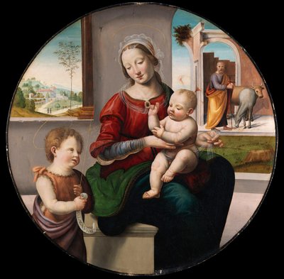 Den hellige familie med Johannes Døberen af Fra Bartolommeo