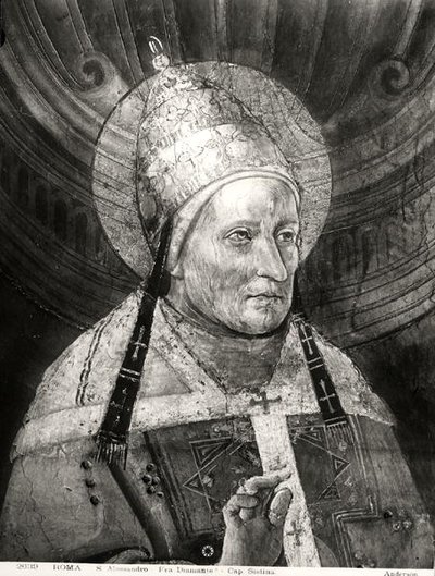 Alexander I (d.115) fra Det Sixtinske Kapel (fresco) (s/h-foto) af Fra Diamante