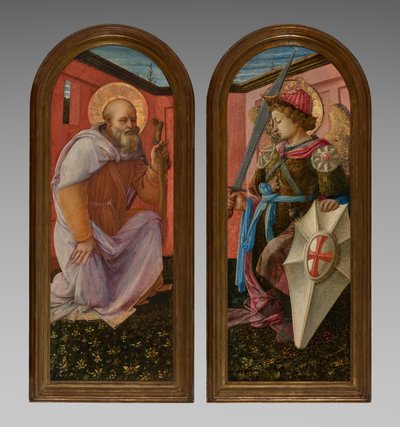 Par paneler fra en triptykon: Ærkeenglen Michael og St. Anthony Abbed af Fra Filippo Lippi