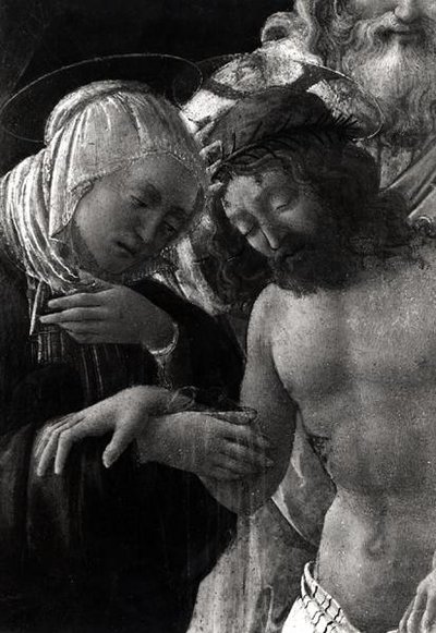 Begravelsen, detalje af Jomfruen og Kristus af Fra Filippo Lippi