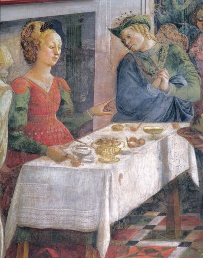 Herodes fest; detalje, der forestiller Herodius, fra fresko-cyklussen The Lives of SS. Stephen og Johannes Døberen fra Capella dell"Assunta af Fra Filippo Lippi
