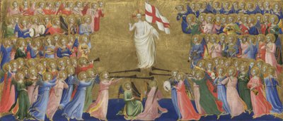 Kristus glorificeret i Himmelrettens panel fra Fiesole San Domenico altertavle, ca. 1423-1424 af Fra Giovanni Angelico da Fiesole