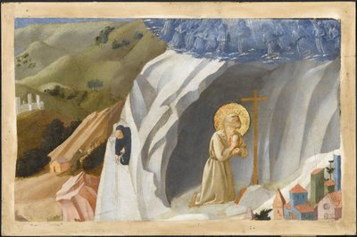 Sankt Benedikt fristet i ørkenen, 1430 af Fra Giovanni Angelico da Fiesole