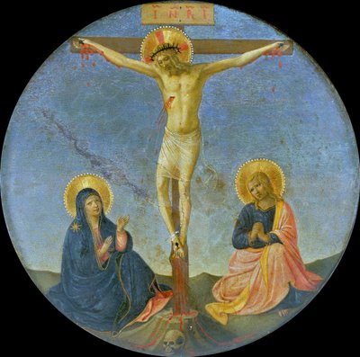Korsfæstelsen med Maria og Johannes evangelisten Tondo, ca. 1440. af Fra Giovanni Angelico da Fiesole