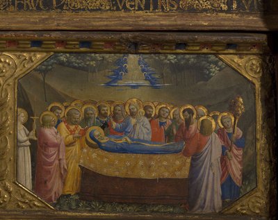 Jomfruens Død Bebudelsen-retabel med 5 Predella-scener, 1430-1432 af Fra Giovanni Angelico da Fiesole