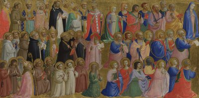 Jomfru Maria med apostlene og andre hellige panel fra Fiesole San Domenico altertavle, ca. 1423-1424 af Fra Giovanni Angelico da Fiesole
