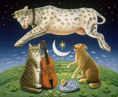 The Cat and the Fiddle, 2004 (olie og tempera på panel) af Frances Broomfield
