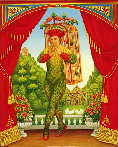 Tryllefløjten, 1998 (olie og tempera på panel) af Frances Broomfield